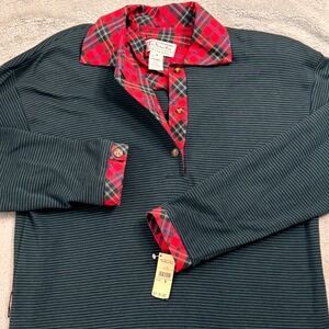 NWT Vintage Talbots Sara Campbell Plaid Collar Striped Shirt Women's Medium